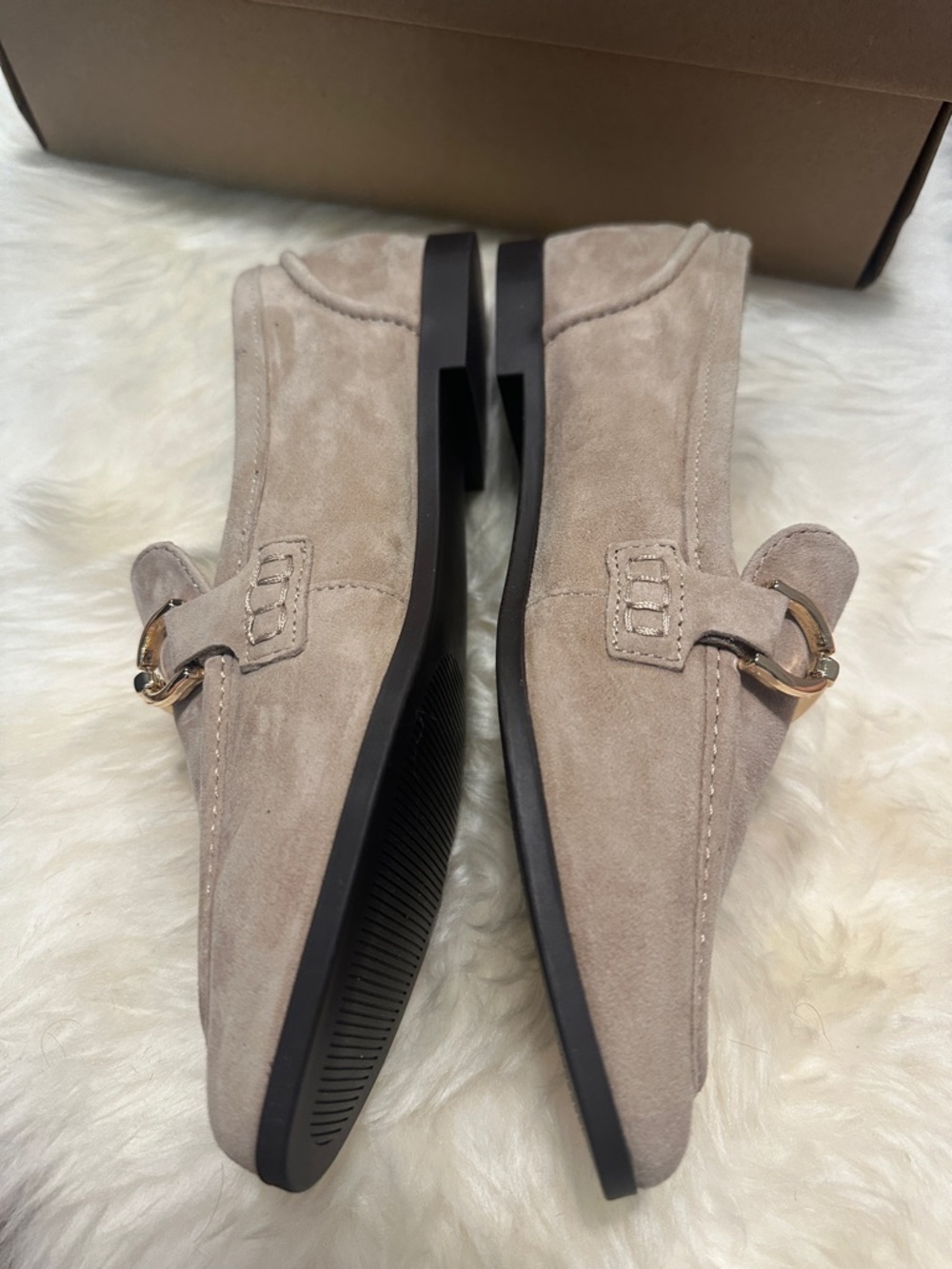 Steve Madden Taupe Suede Horsebit Slip-On Loafers - Picture 5 of 7